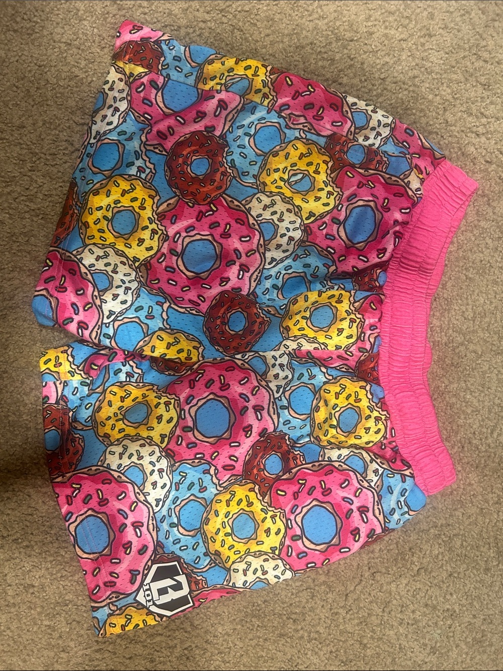 Kids Donut-Print Shorts with Pink Waistband